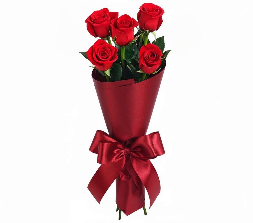 Букет 5 Красных роз Эдлесс Лав в Тасеево