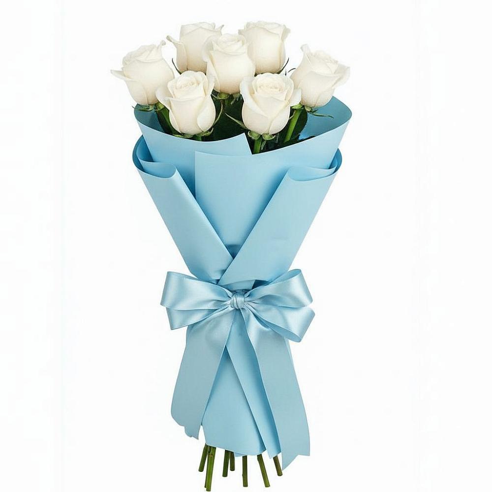 Букет 7 белых роз Проуд в Тасеево