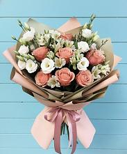 Букет цветов из:  Розы, Альстромерии и Лизиантусы в Тасеево