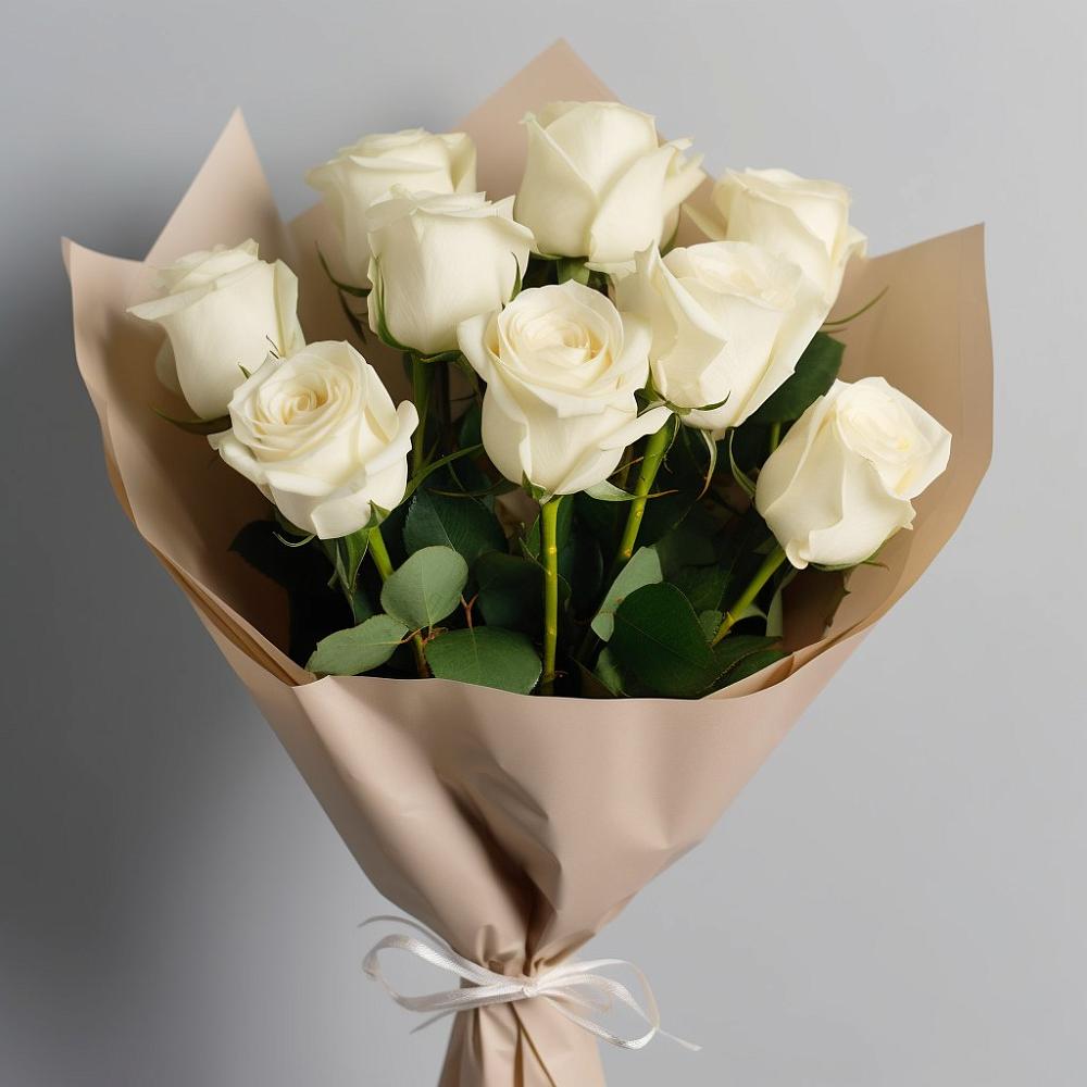 Букет 9 Белых роз Эдлесс Лав в Тасеево