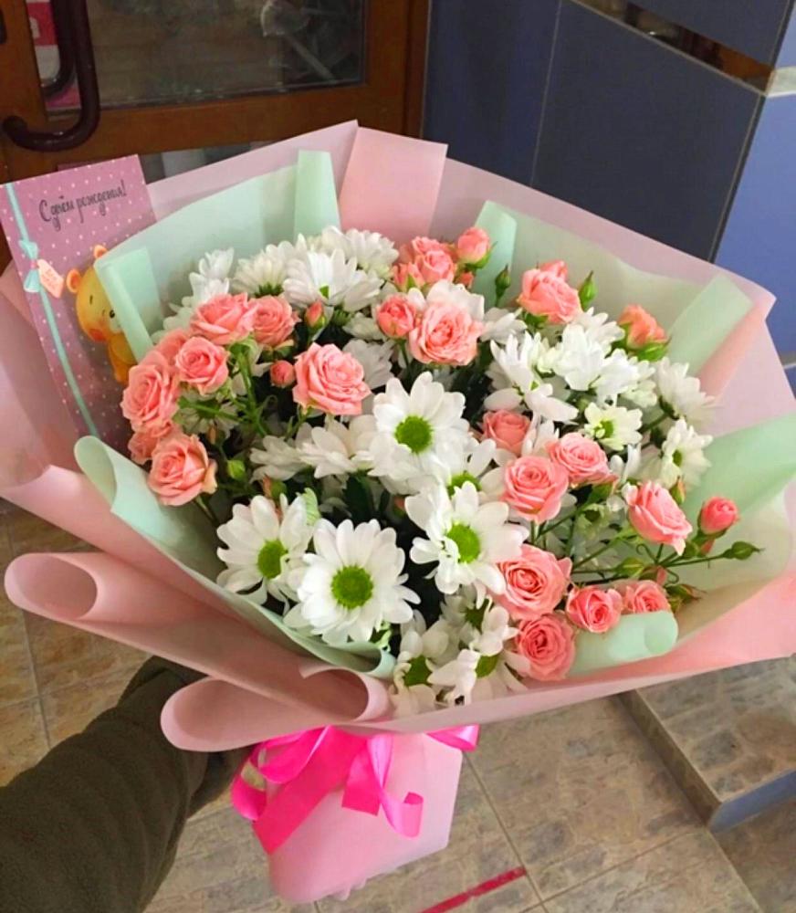 Букет цветов из: Розы и Хризантемы в Тасеево