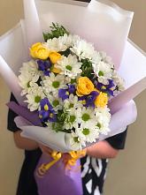 Букет цветов из:  Ирисы, Хризантемы и Розы #REPLACE_PRED# Тасеево