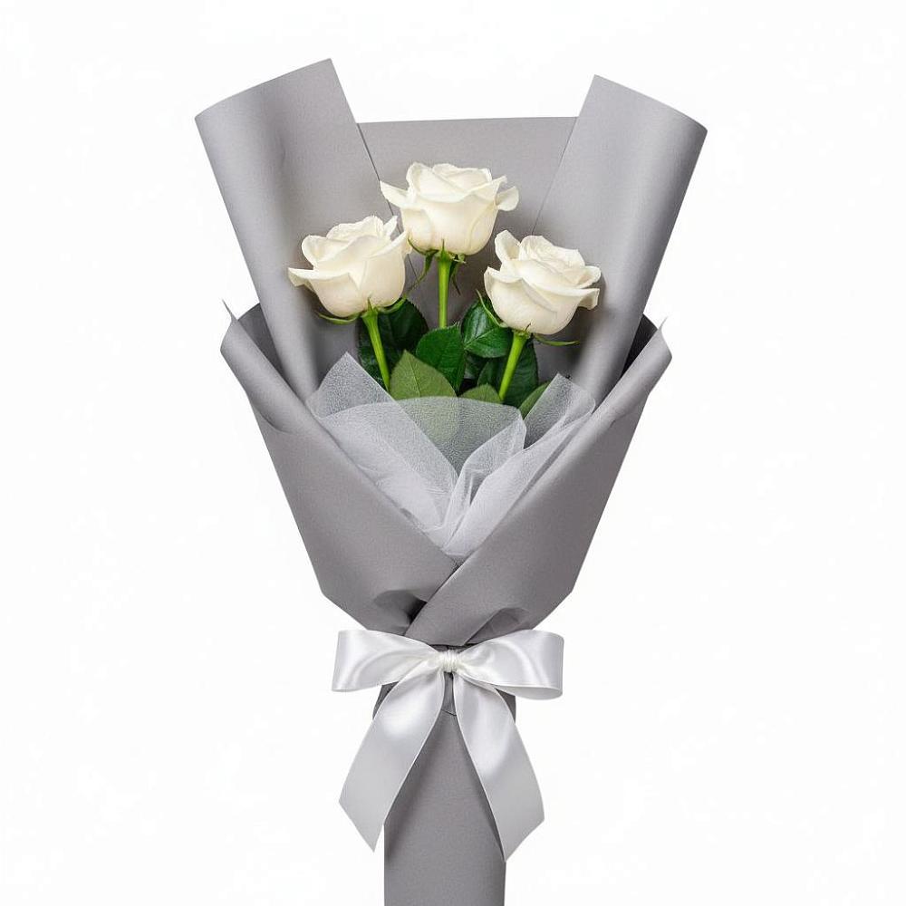Букет 3 белые розы в Тасеево