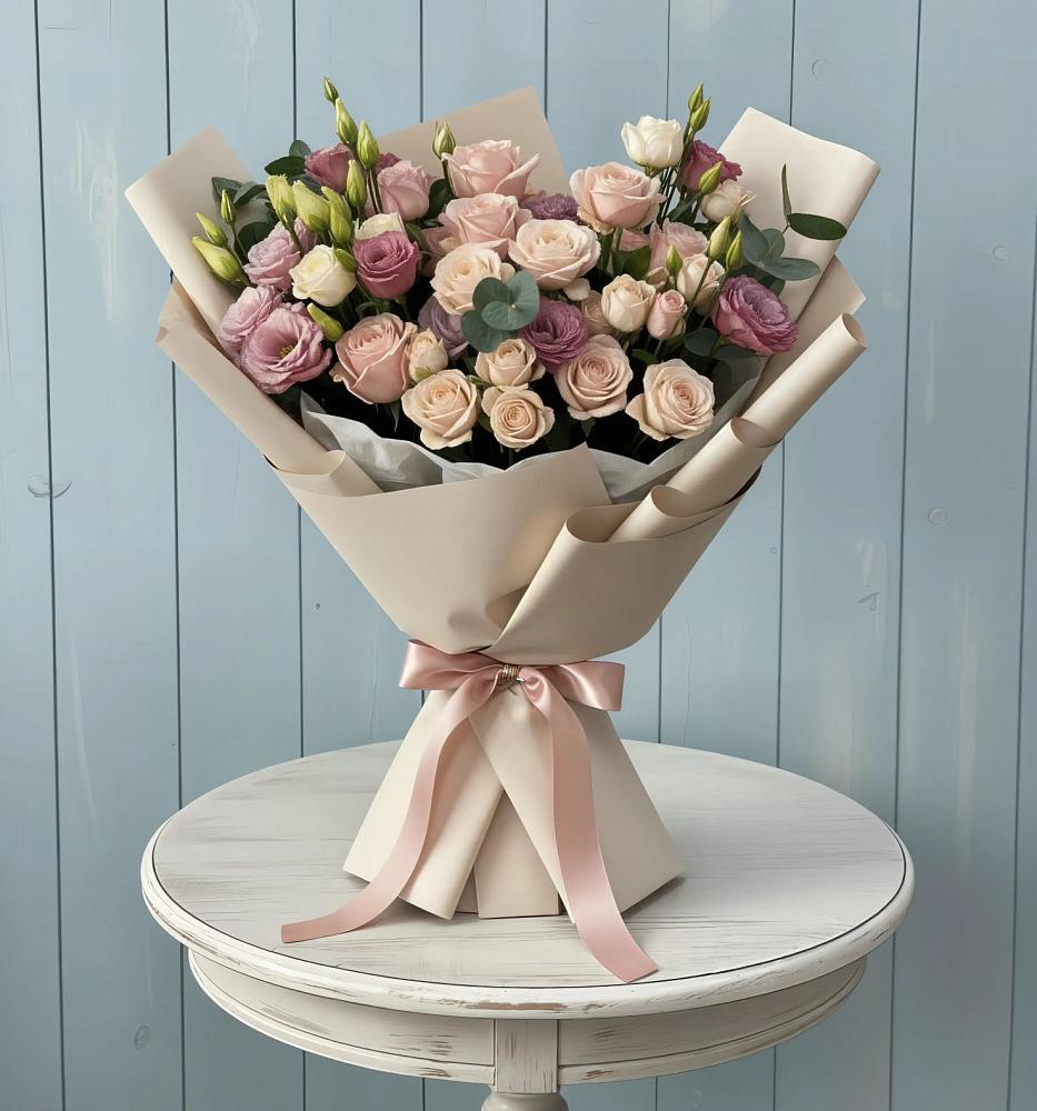 Букет цветов из: Розы и Лизиантусы в Тасеево