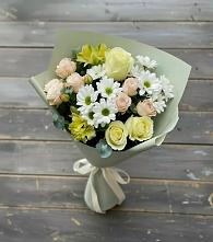 Букет цветов из:  Альстромерии, Розы и Хризантемы в Тасеево